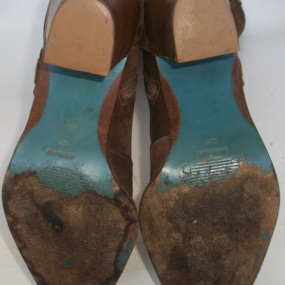 Vintage Via Spiga Tall Brown Suede Western Style Heeled Side-Zip Boots 10M - Picture 8 of 11